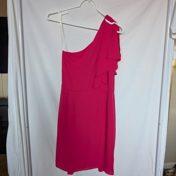 Halston Heritage One-Shoulder Fuchsia Pink Dress – Size 0 - Picture 3 of 3